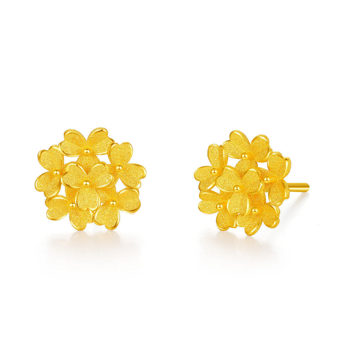 24K Gold Cluster Flower Stud Earrings