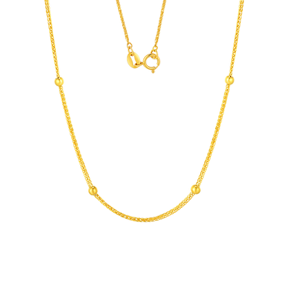 SUNFEEL's 18K Yellow Gold Chopard Link Necklace with Shining Bead Accents: A Glamorous 18-inch Statement Piece