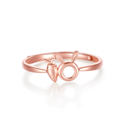 Women's Adjustable 18K Rose Gold Plated Plain Band Ring