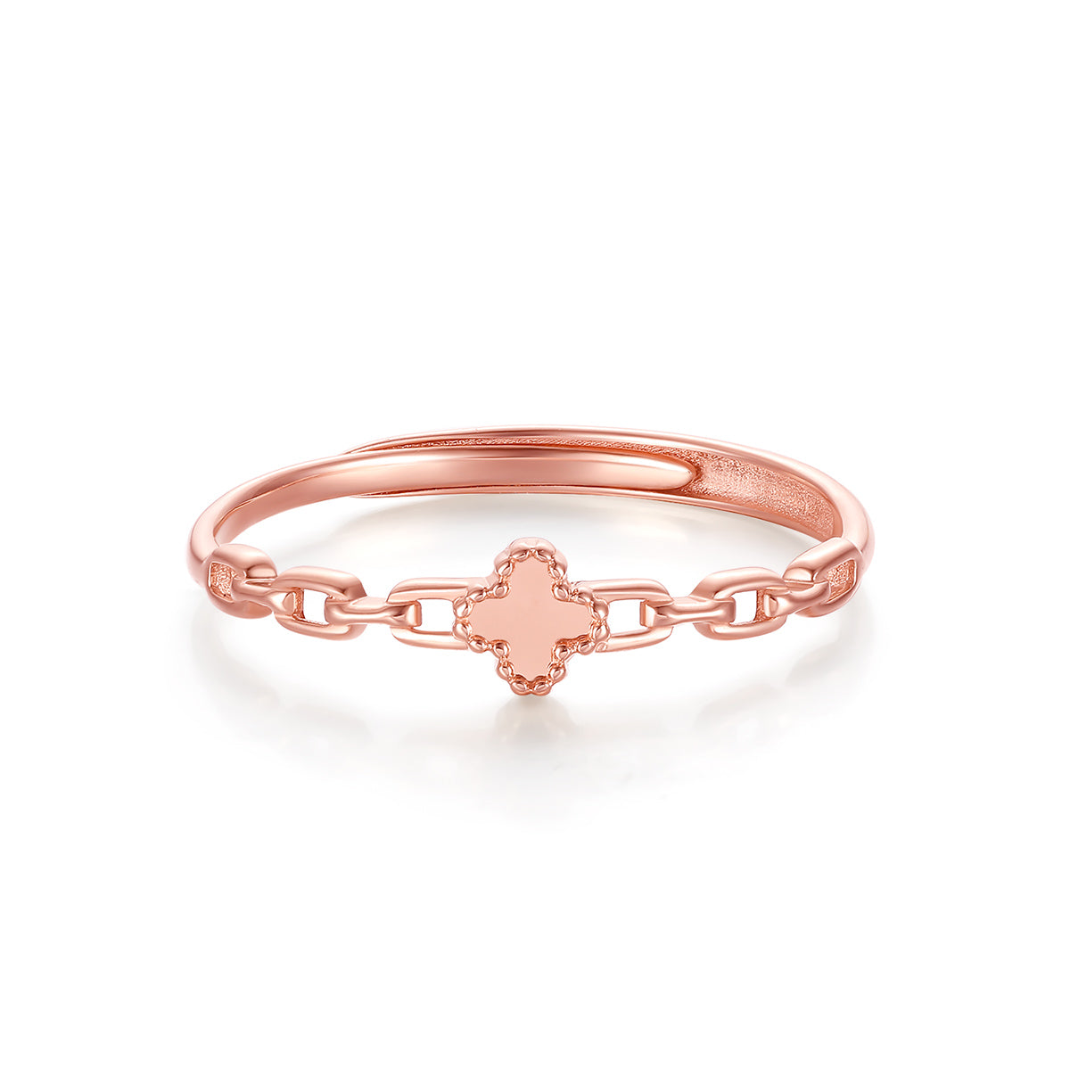 Luxury 18K Rose Gold Clover Band Ring for Women, 4.5mm Wide Plain Design, Perfect Girlfriend Gift