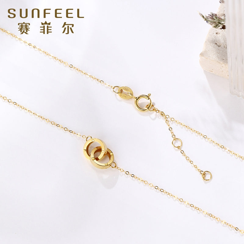 SUNFEEL's 18K Gold Double Loop Pendant Necklace - A Symbolic Statement of Fashion and Enduring Love