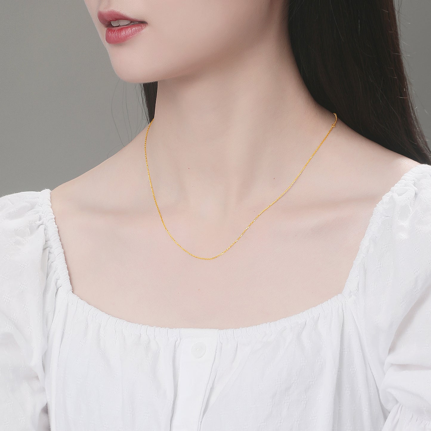 18K YELLOW GOLD O-Chain Necklace for Women,Fashion Jewelry,0.83g,17in,0.38MM,Extremely Thin Necklace for Wife Valentines Day Gift Girlfriend,Daughter Mom Mothers Day,Birthday