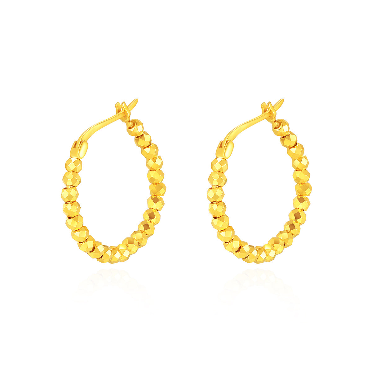 Stylish 18K Gold Geometric Disco Ball Bead Earrings - Perfect Party-Wear Gift for Her