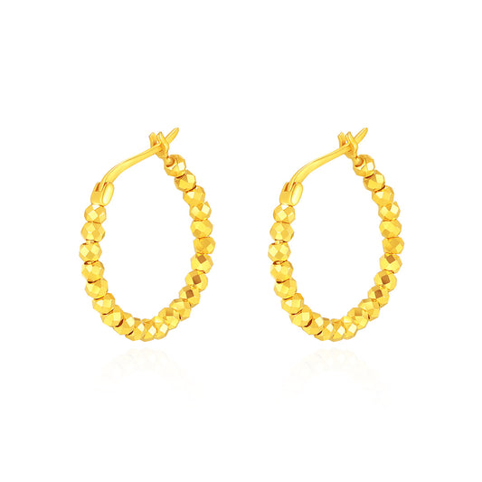 Stylish 18K Gold Geometric Disco Ball Bead Earrings - Perfect Party-Wear Gift for Her