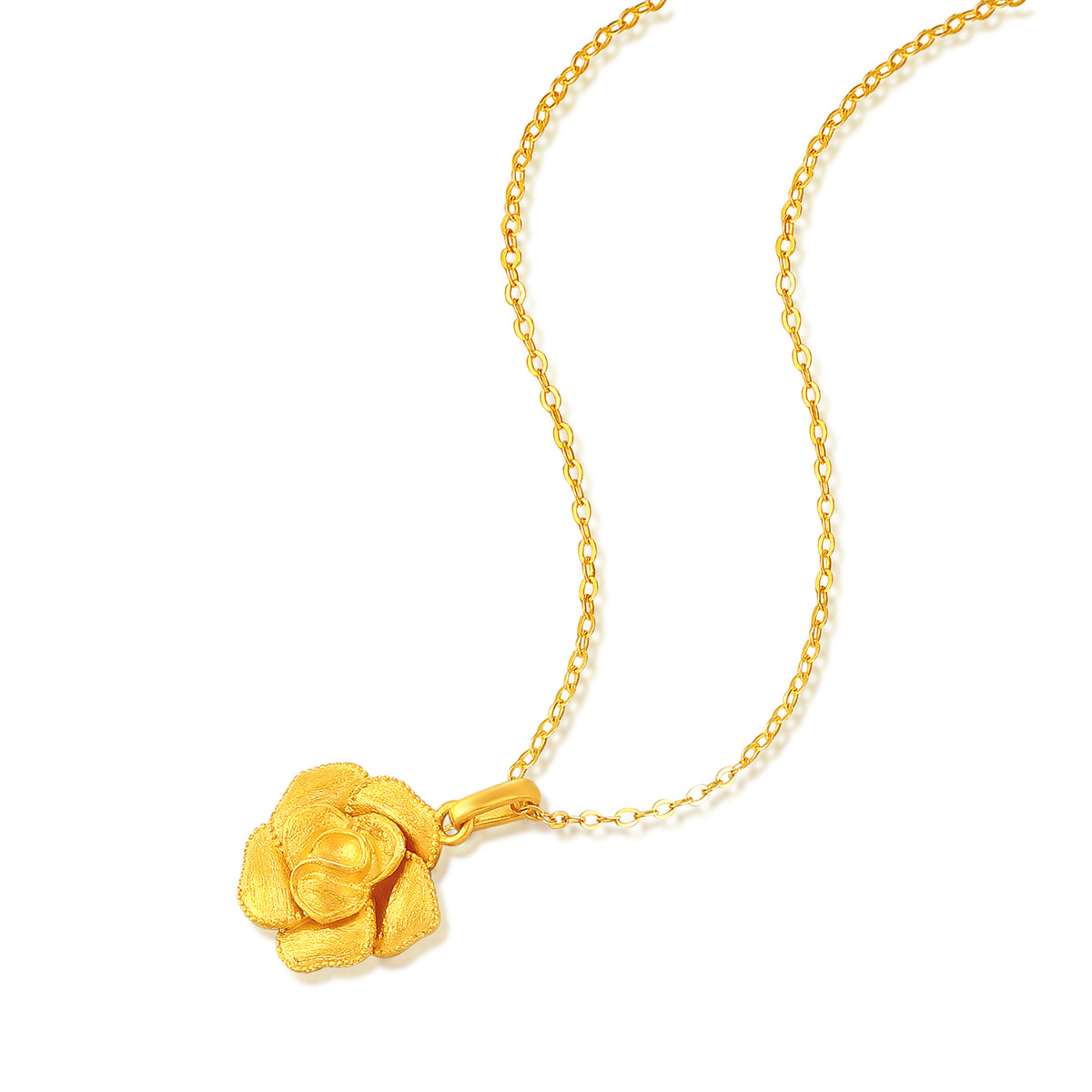 24K Solid‑Gold Flower Pendant