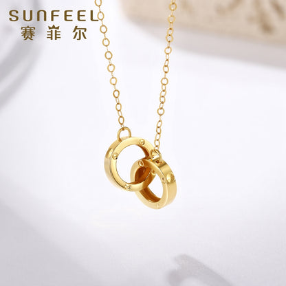 SUNFEEL's 18K Gold Double Loop Pendant Necklace - A Symbolic Statement of Fashion and Enduring Love