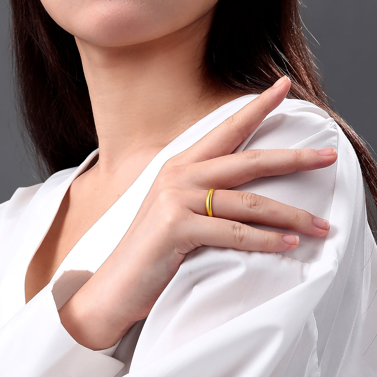 24K Gold Polished Plain Adjustable Band Ring