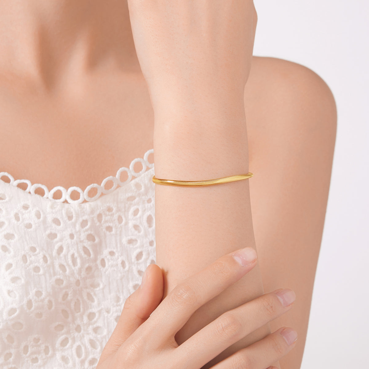 24K Solid‑Gold Double Snake Chain Bracelet