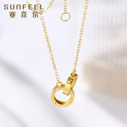 SUNFEEL's 18K Gold Double Loop Pendant Necklace - A Symbolic Statement of Fashion and Enduring Love