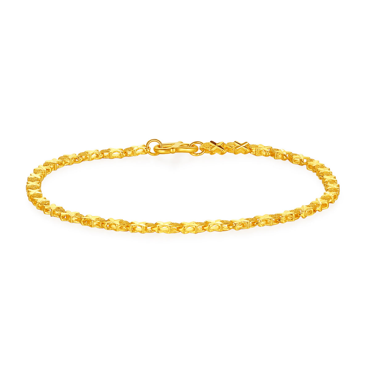24K Solid‑Gold X‑Link Chain Bracelet