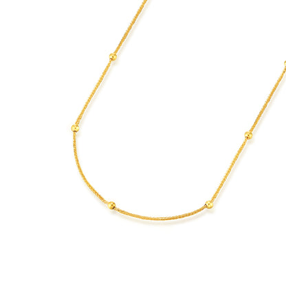 SUNFEEL's 18K Yellow Gold Chopard Link Necklace with Shining Bead Accents: A Glamorous 18-inch Statement Piece