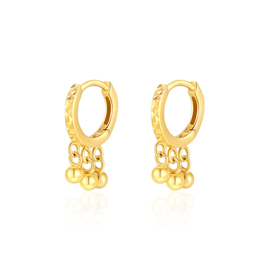 Luxurious 18K Gold Beaded Fringe Circle Earrings - Stunning Geometric Hoop Earrings with Gold Bead Tassels for Gifting