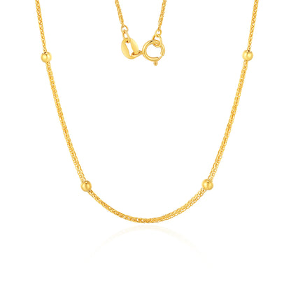 SUNFEEL's 18K Yellow Gold Chopard Link Necklace with Shining Bead Accents: A Glamorous 18-inch Statement Piece