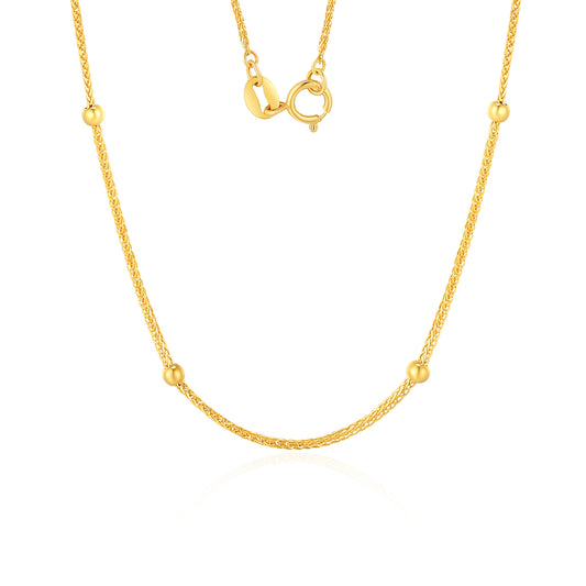 SUNFEEL's 18K Yellow Gold Chopard Link Necklace with Shining Bead Accents: A Glamorous 18-inch Statement Piece