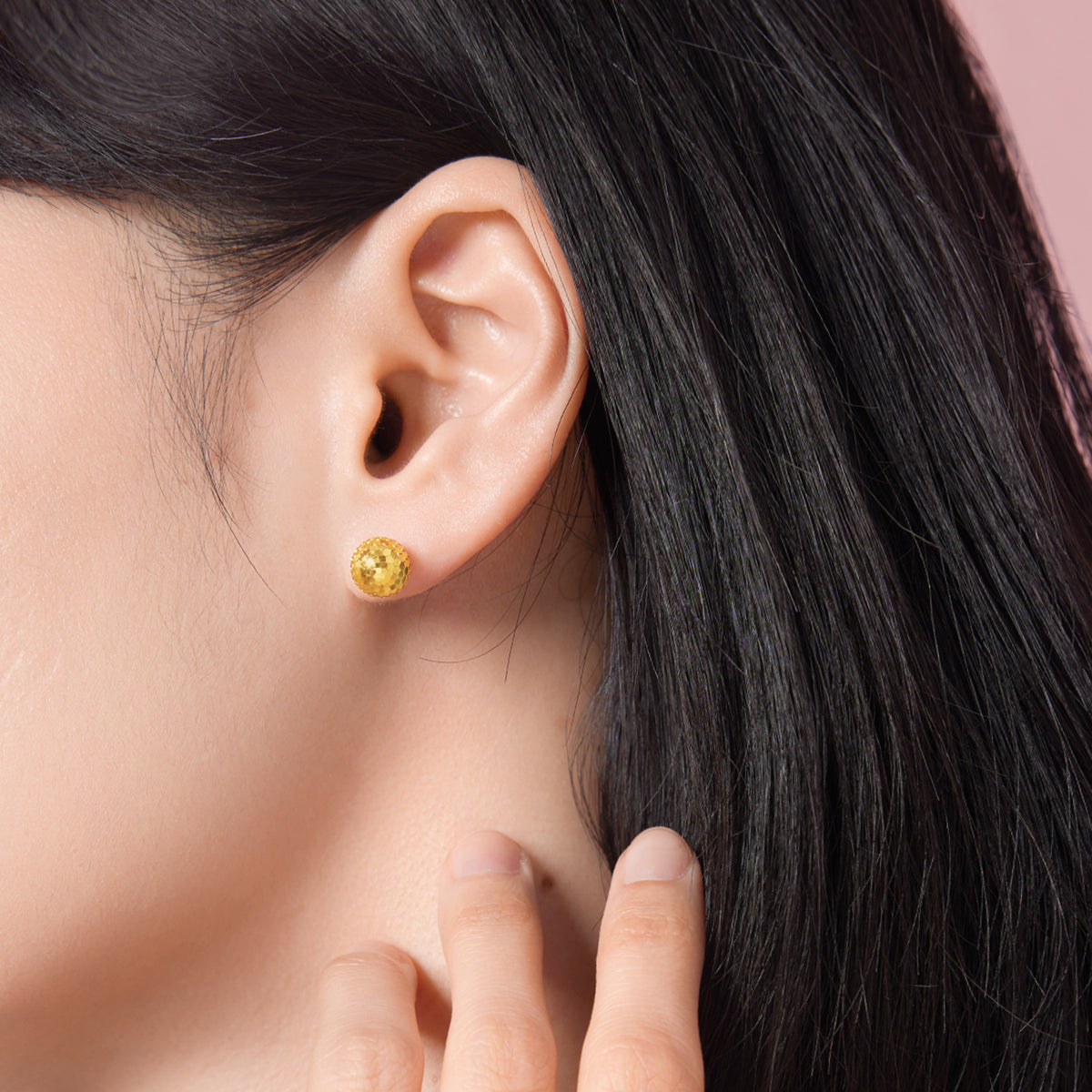 24K Solid‑Gold Disco Ball Hook Earrings