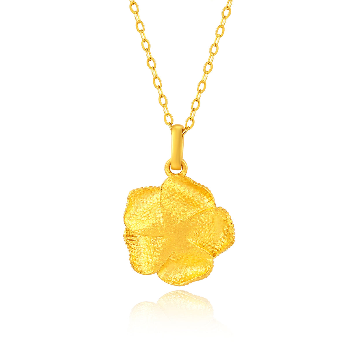 24K Solid‑Gold Flower Pendant