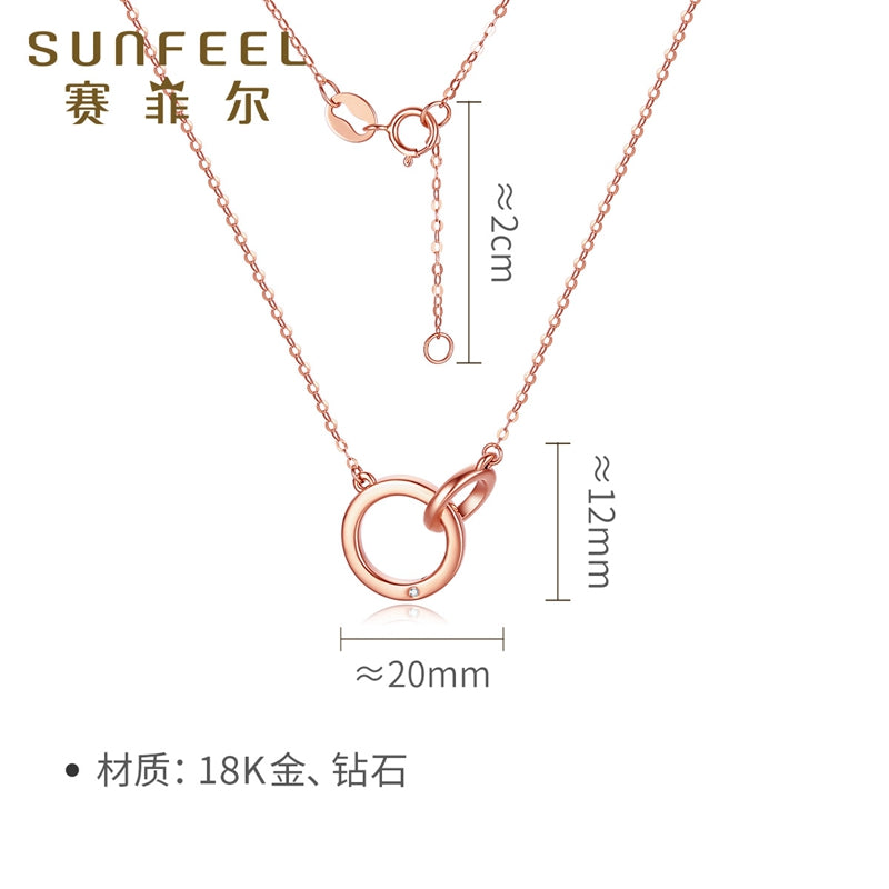 SUNFEEL's Dual Ring Diamond Pendant Necklace in 18K Gold: A Timeless Bridal Gift of Love