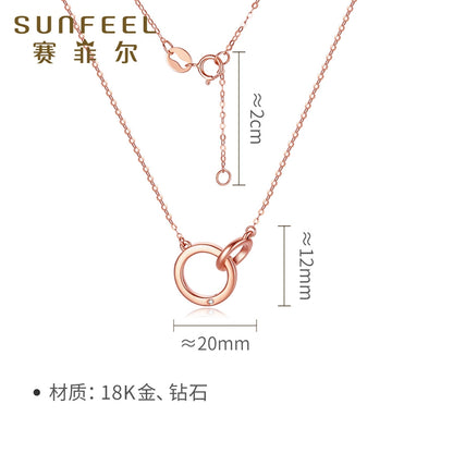 SUNFEEL's Dual Ring Diamond Pendant Necklace in 18K Gold: A Timeless Bridal Gift of Love