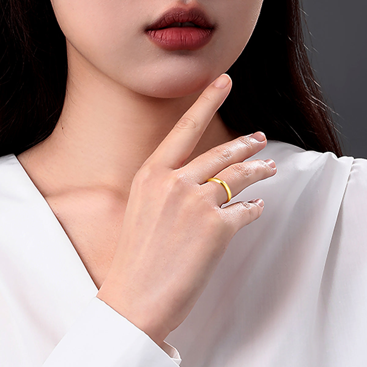 24K Gold Polished Plain Adjustable Band Ring