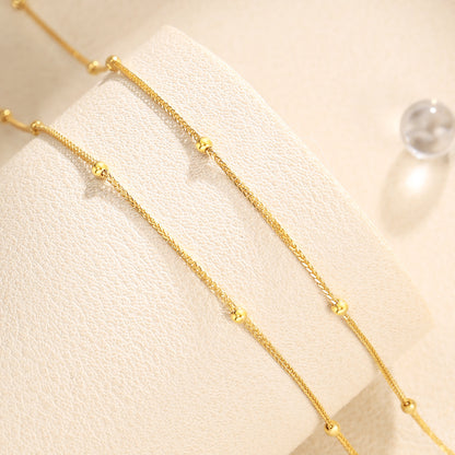 SUNFEEL's 18K Yellow Gold Chopard Link Necklace with Shining Bead Accents: A Glamorous 18-inch Statement Piece