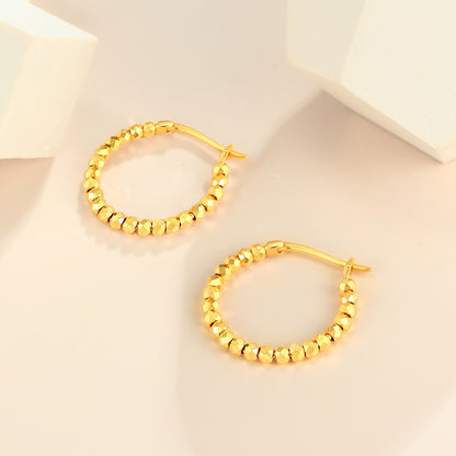 Stylish 18K Gold Geometric Disco Ball Bead Earrings - Perfect Party-Wear Gift for Her