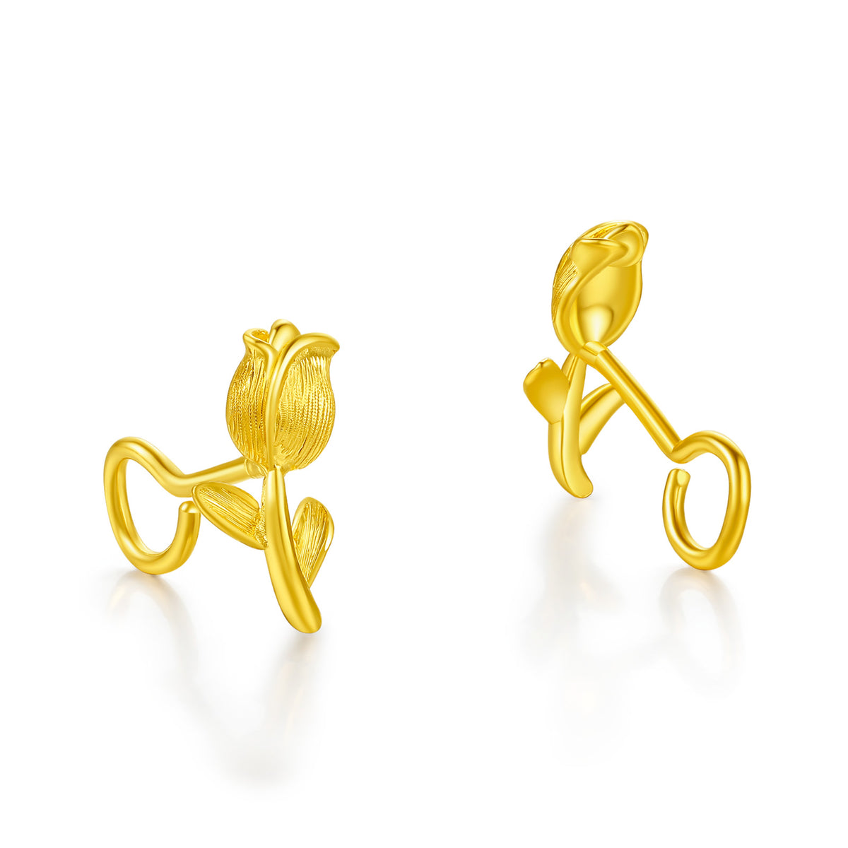 24K Gold Tulip Hook Earrings