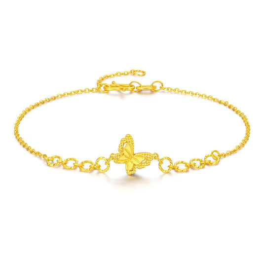 SUNFEEL 24K Gold Butterfly Bracelet Gold Bangles for Women