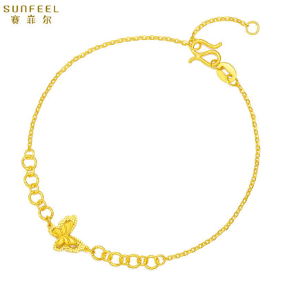 SUNFEEL 24K Gold Butterfly Bracelet Gold Bangles for Women