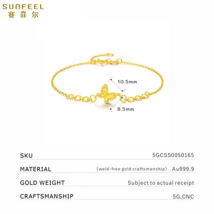 SUNFEEL 24K Gold Butterfly Bracelet Gold Bangles for Women