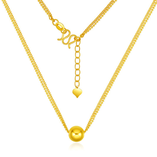 SUNFEEL 24K Gold Bead Chain Necklace Simple Gold Jewelry for Women