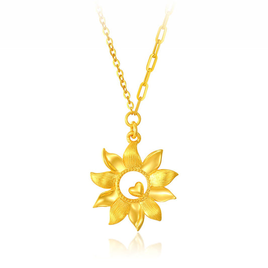 SUNFEEL 24K Gold Sunflower Necklace Gold Flower Jewelry Gifts for Women