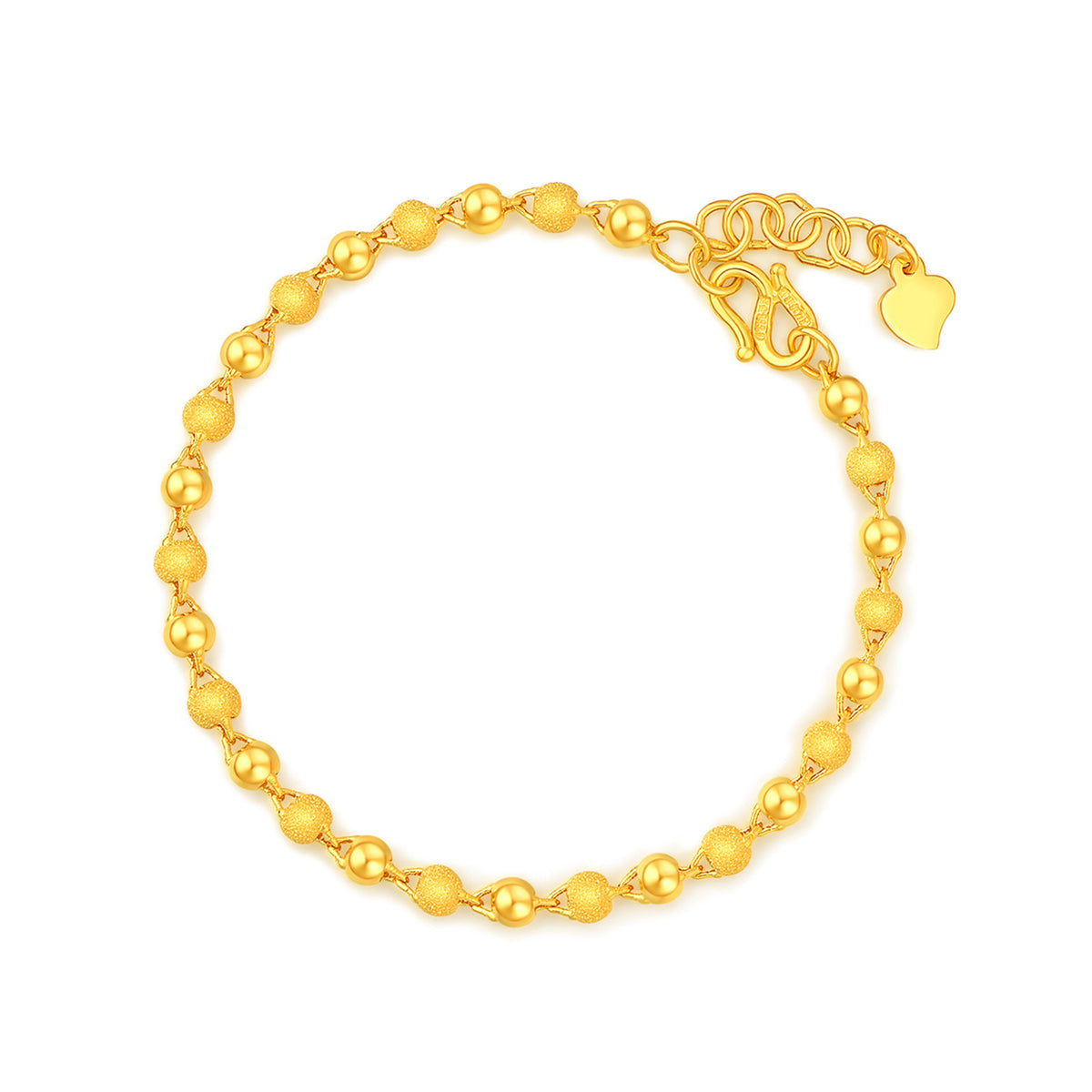 24K Gold Two‑Finish Gold Bead Bracelet
