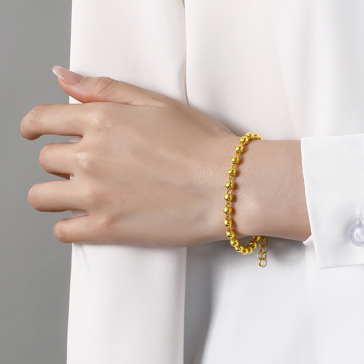 24K Gold Smooth Ball Bead Chain Bracelet