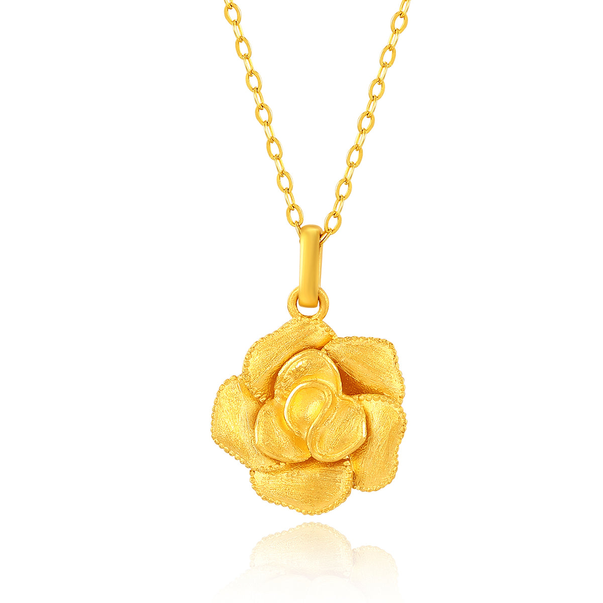 24K Solid‑Gold Flower Pendant