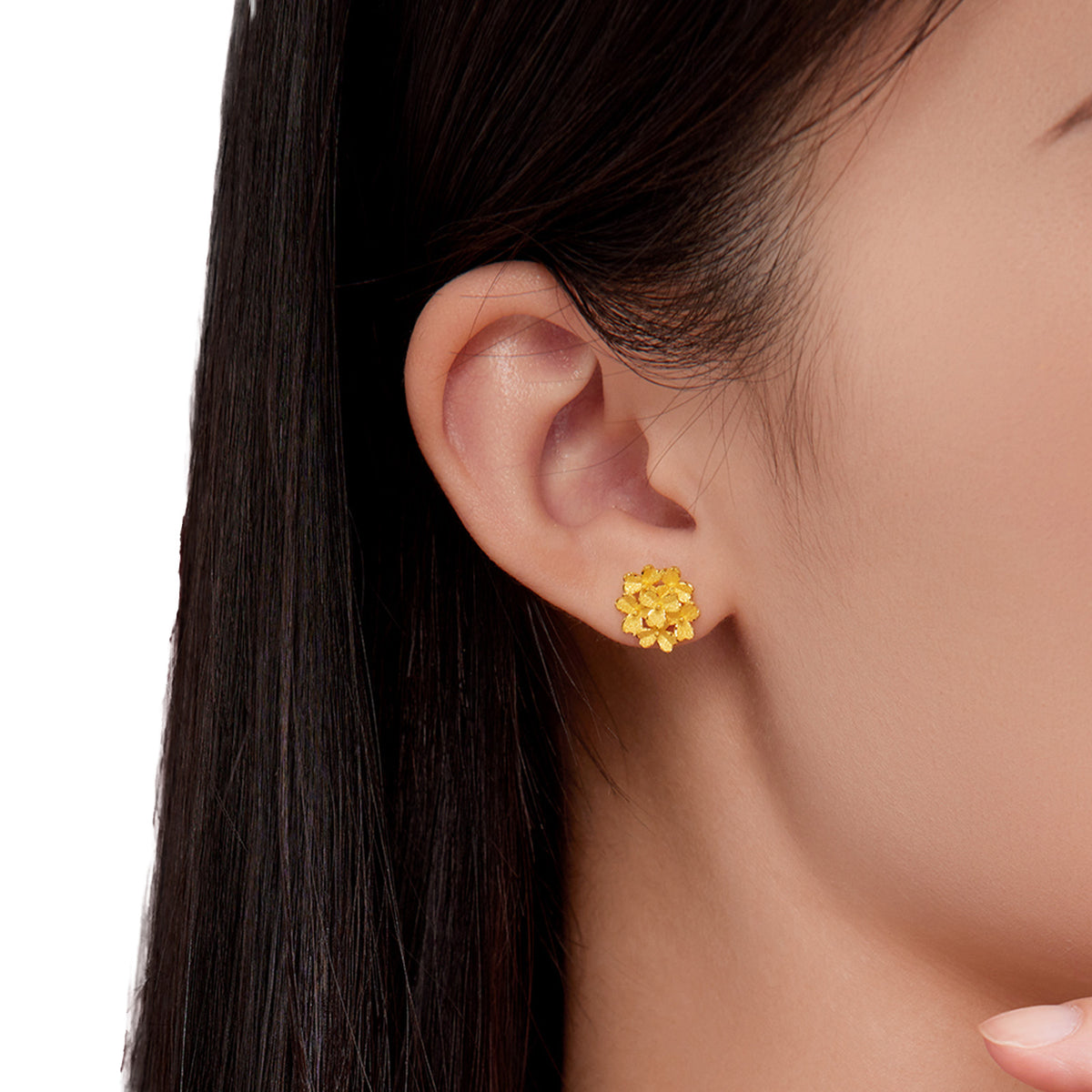 24K Gold Cluster Flower Stud Earrings