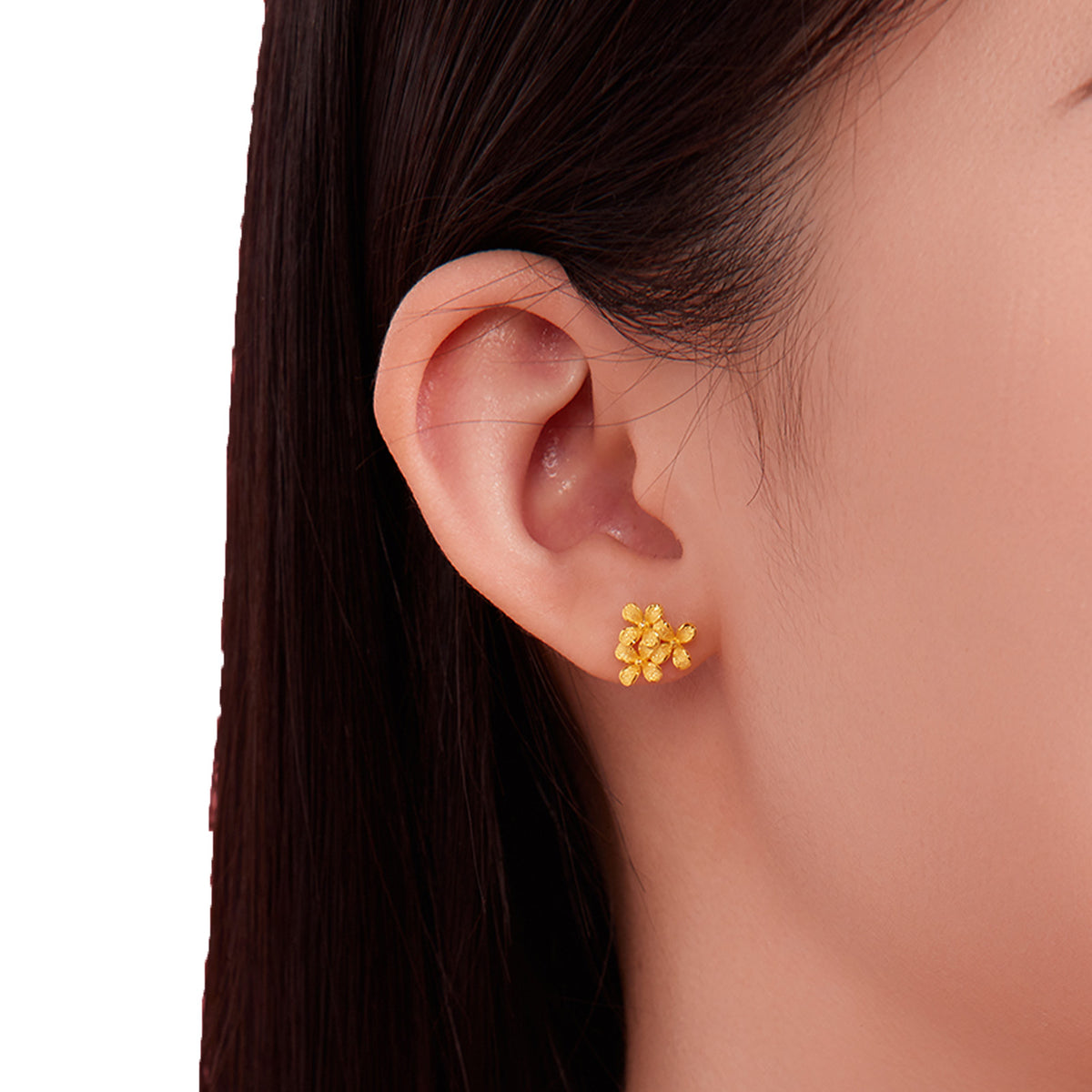 24K Gold Flower Stud Earrings