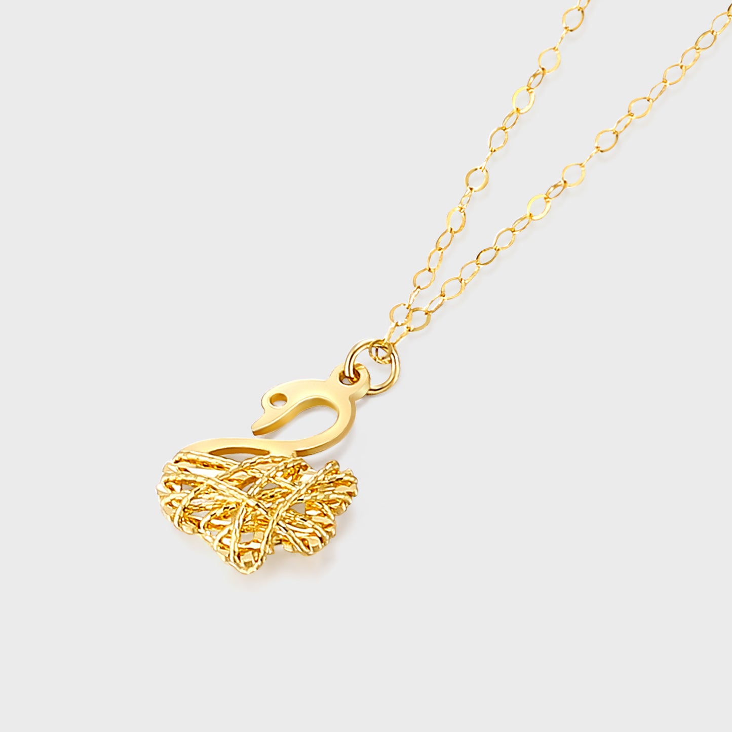 18K/Au750 Gold Swan Pendent Necklace - Light Luxury Clavicle Chain for Women - 18 Inch Real Gold Necklace - Perfect for Weddings, Engagements, Parties, and Beauty Pageants