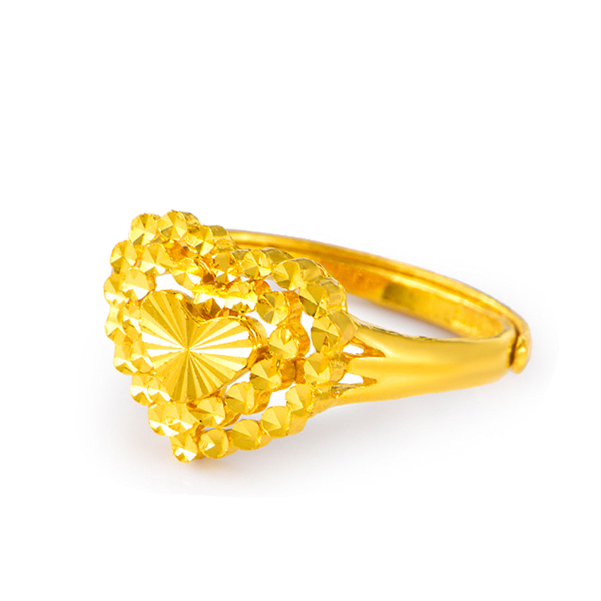 24K Gold Heart‑Shaped Adjustable Ring