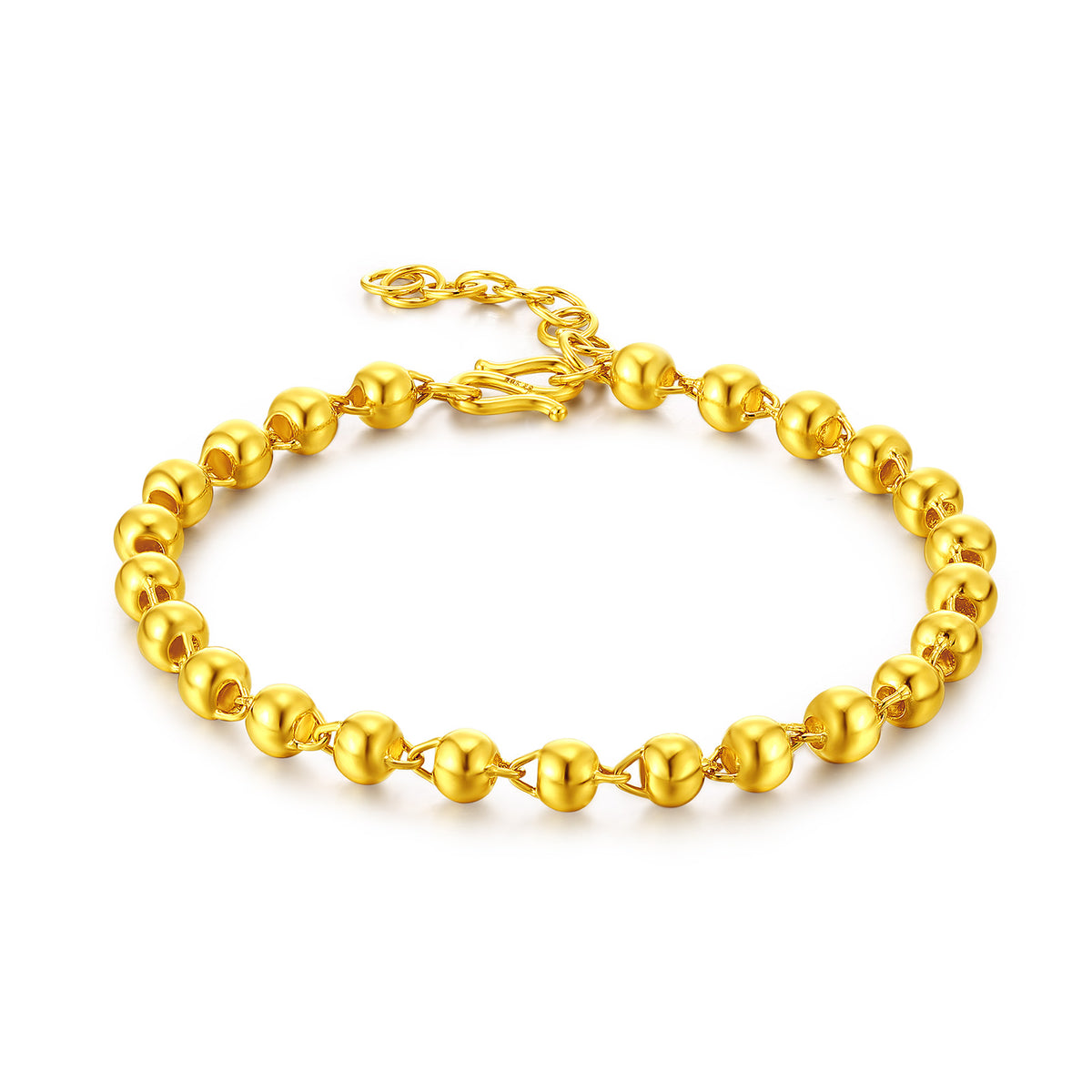 24K Gold Smooth Ball Bead Chain Bracelet