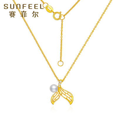 SUNFEEL's 18K Gold Mermaid Tail Pendant Necklace with Diamonds and Pearls: A Mesmerizing Gift for Your Ladylove