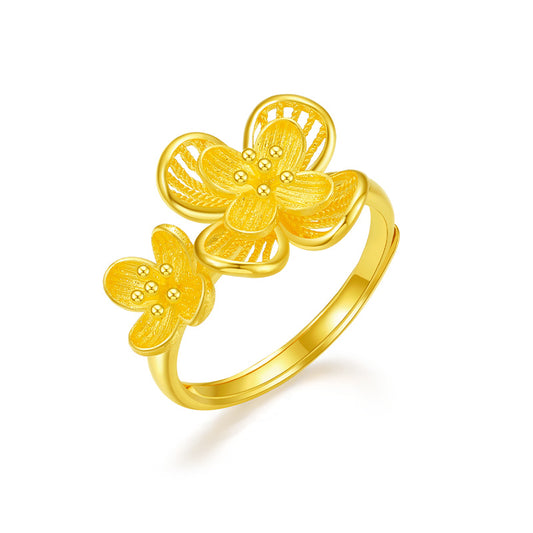 24K Gold Peach Blossom Adjustable Ring
