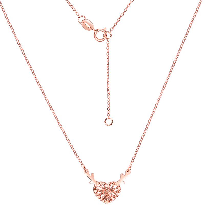 SUNFEEL's 18K Gold "One Deer, One You" Pendant Necklace with Red Gold Heart: A Thoughtful Gift for Your Beloved