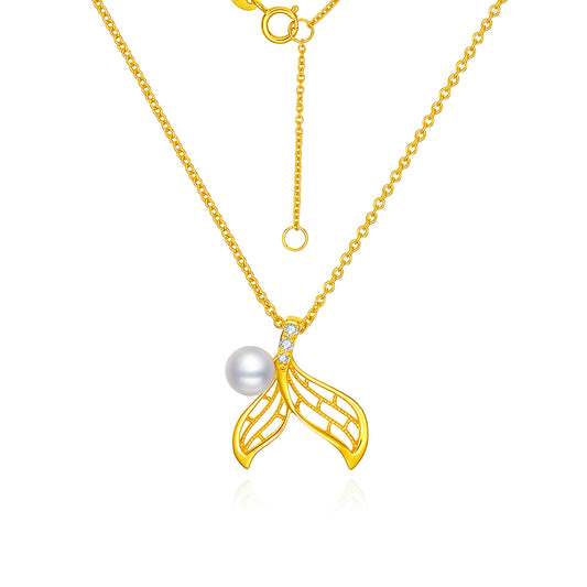 SUNFEEL's 18K Gold Mermaid Tail Pendant Necklace with Diamonds and Pearls: A Mesmerizing Gift for Your Ladylove