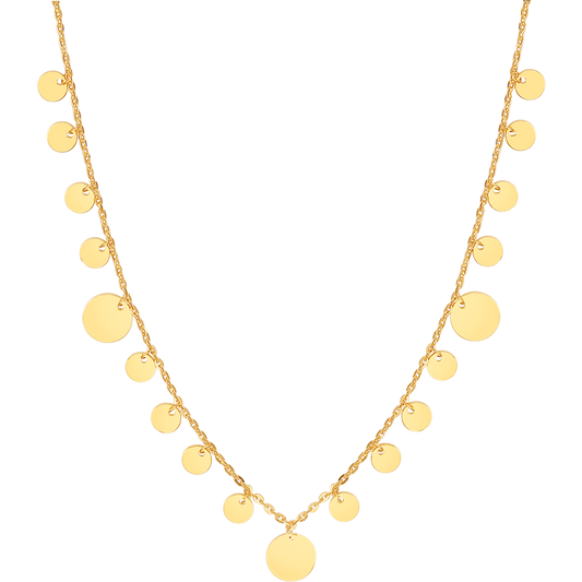 SUNFEEL's 18K Gold Disc Pendant Necklace: A Chic and Stylish Collarbone Chain for Your Fashionable Girlfriend