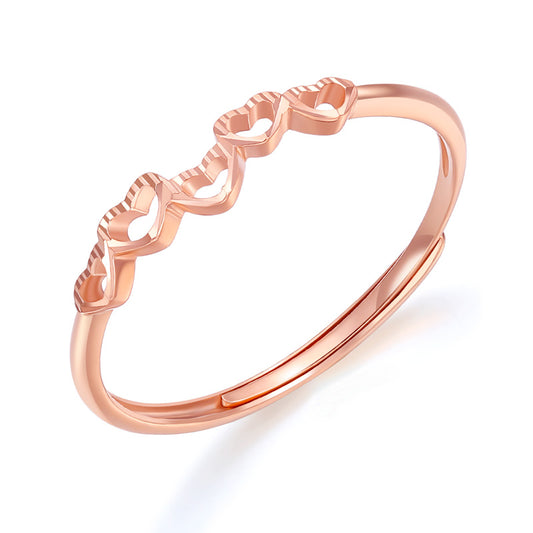 Elegant 18K Rose Gold Love Knot Ring with Heart Detail - Heart Measures Approximately 14.8mm Wide and 3.6mm High