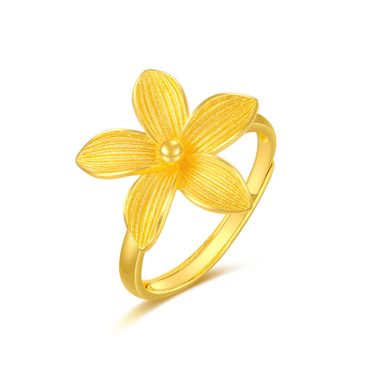 24K Gold Magnolia Adjustable Ring