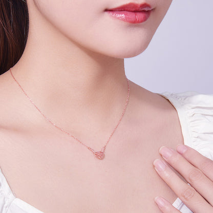 SUNFEEL's 18K Gold "One Deer, One You" Pendant Necklace with Red Gold Heart: A Thoughtful Gift for Your Beloved