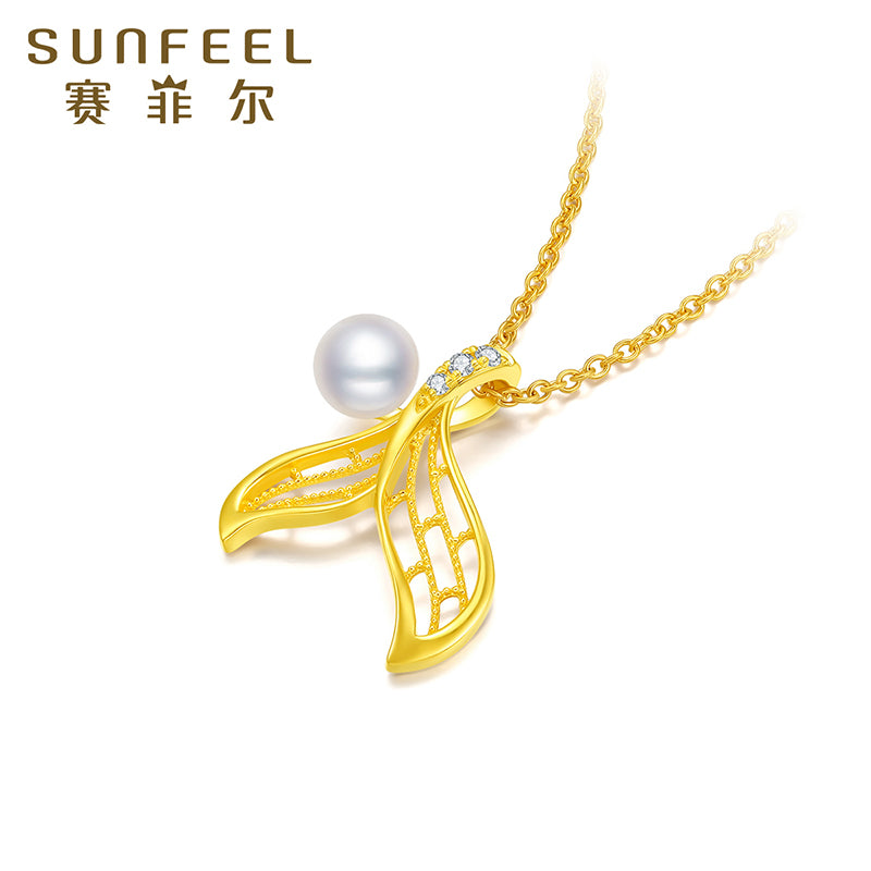 SUNFEEL's 18K Gold Mermaid Tail Pendant Necklace with Diamonds and Pearls: A Mesmerizing Gift for Your Ladylove