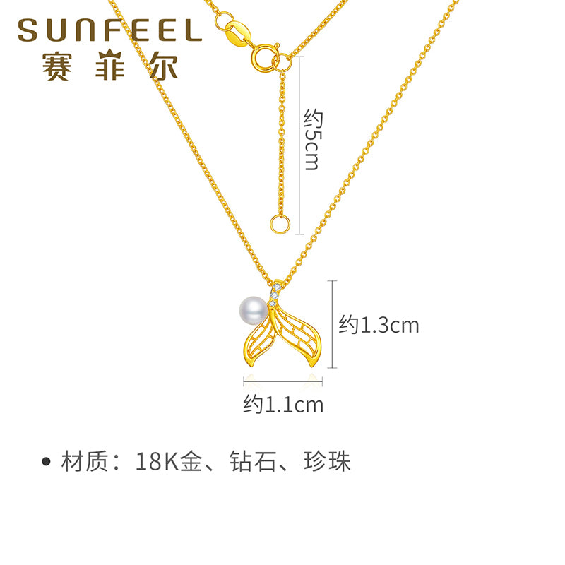 SUNFEEL's 18K Gold Mermaid Tail Pendant Necklace with Diamonds and Pearls: A Mesmerizing Gift for Your Ladylove