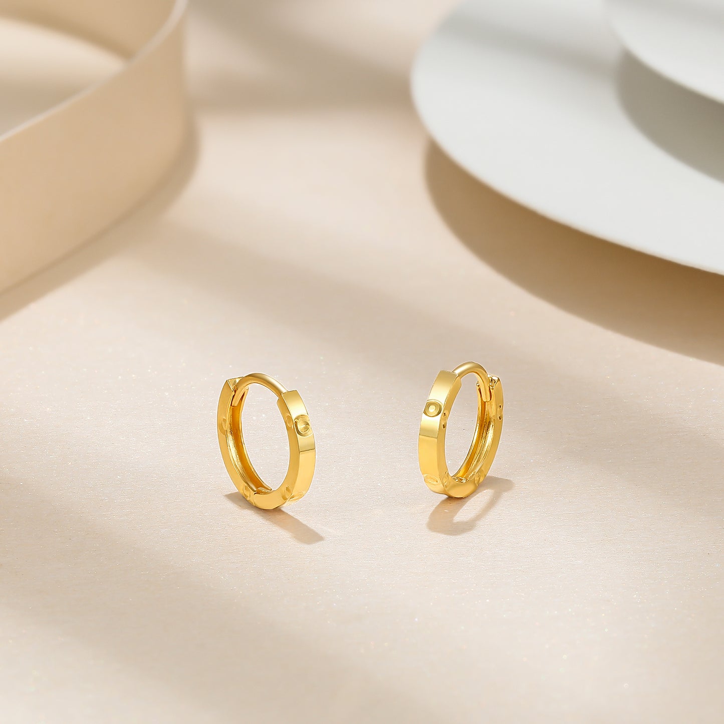 18K Gold Double Hoop Earrings for Women - Chic, Versatile, and Minimalist Design with 10mm Diameter